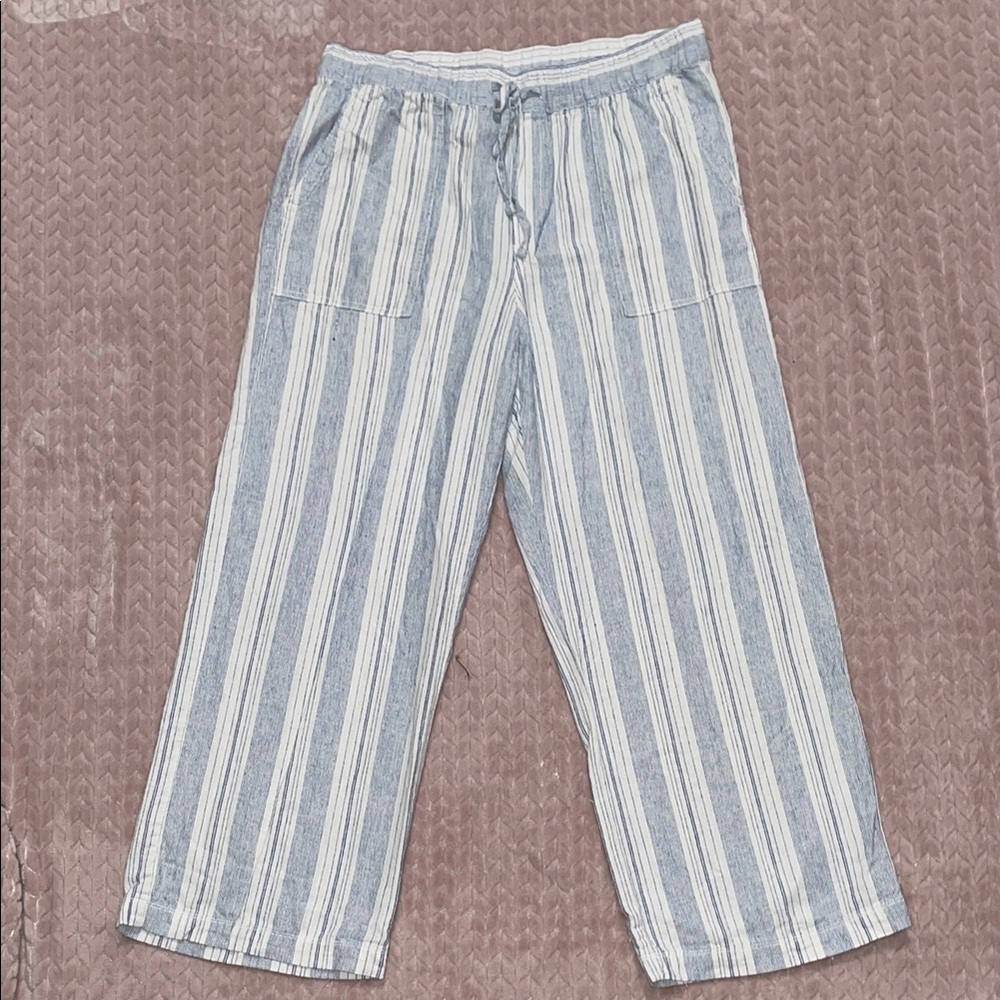 GAP Blue and White Striped Wide Leg Pants